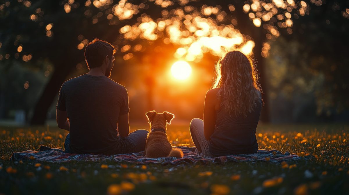 Vecteezy couple enjoying a sunset with their dog in a park during the 54417089 scaled.jpeg