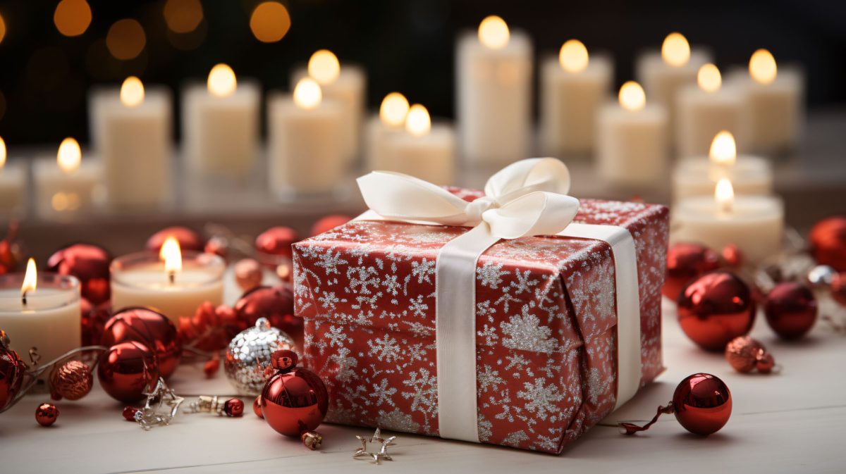 Vecteezy a festive christmas scene with a red gift box wrapped in 30761841 scaled.jpg