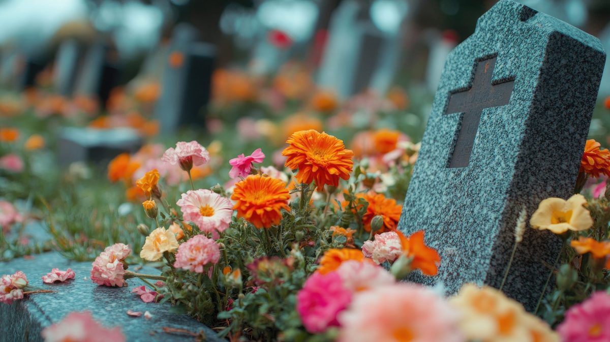Vecteezy colorful flowers blooming near tombstone in cemetery 50783643 scaled.jpg