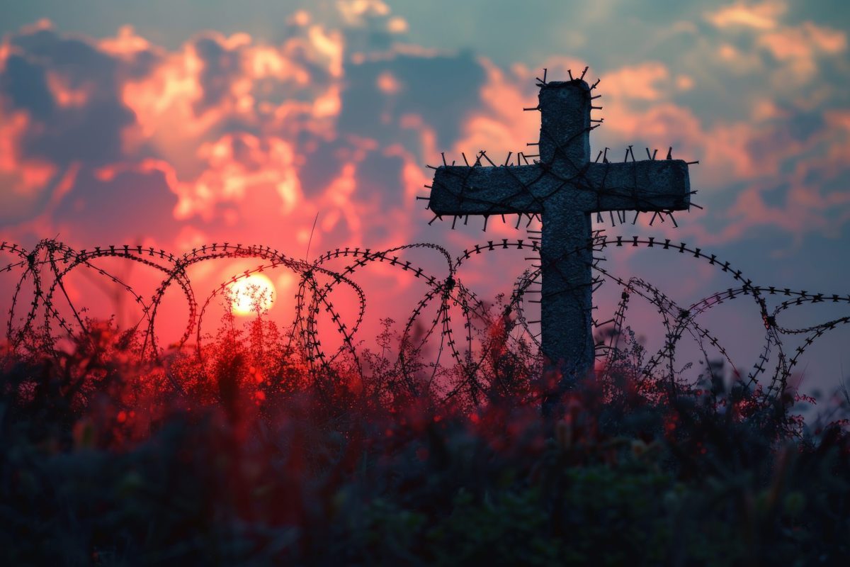Vecteezy silhouette cross against dramatic sunset sky with barbed wire 69352147 scaled.jpg