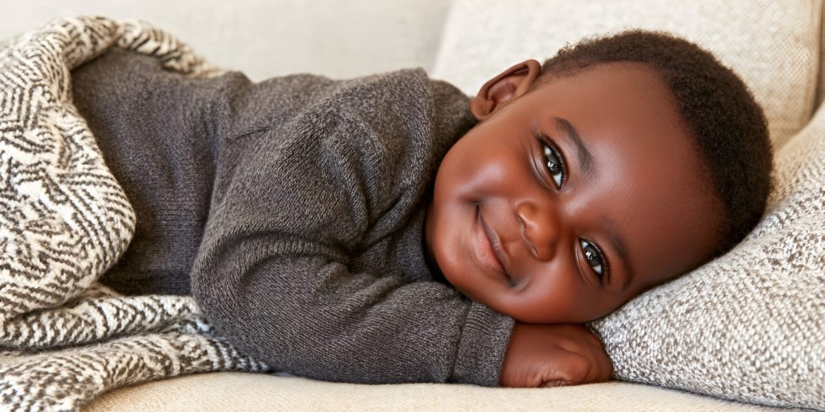 Vecteezy an adorable smiling baby with dark skin lies comfortably on 73706091 scaled.jpg