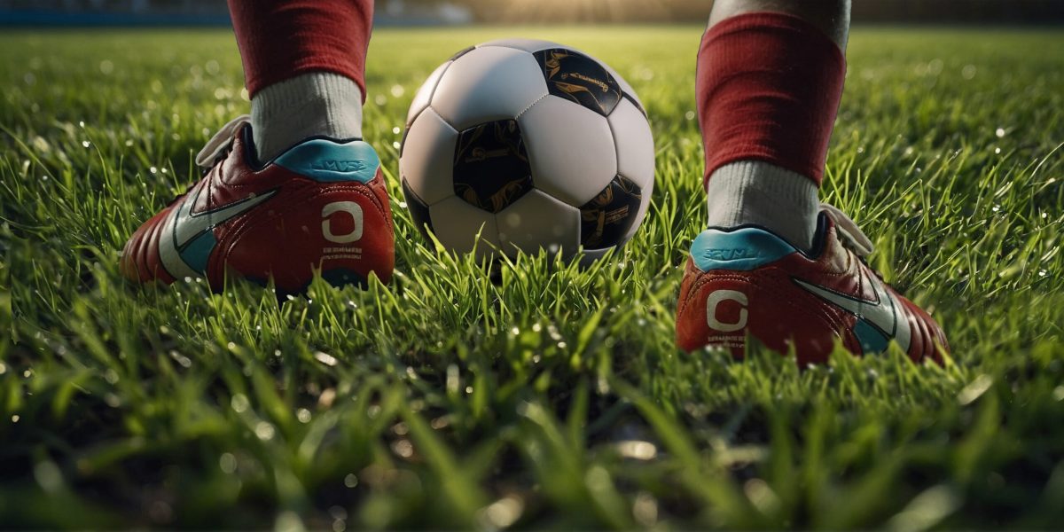 Vecteezy footballer s boots next to the ball on the football field 46568350 scaled.jpg