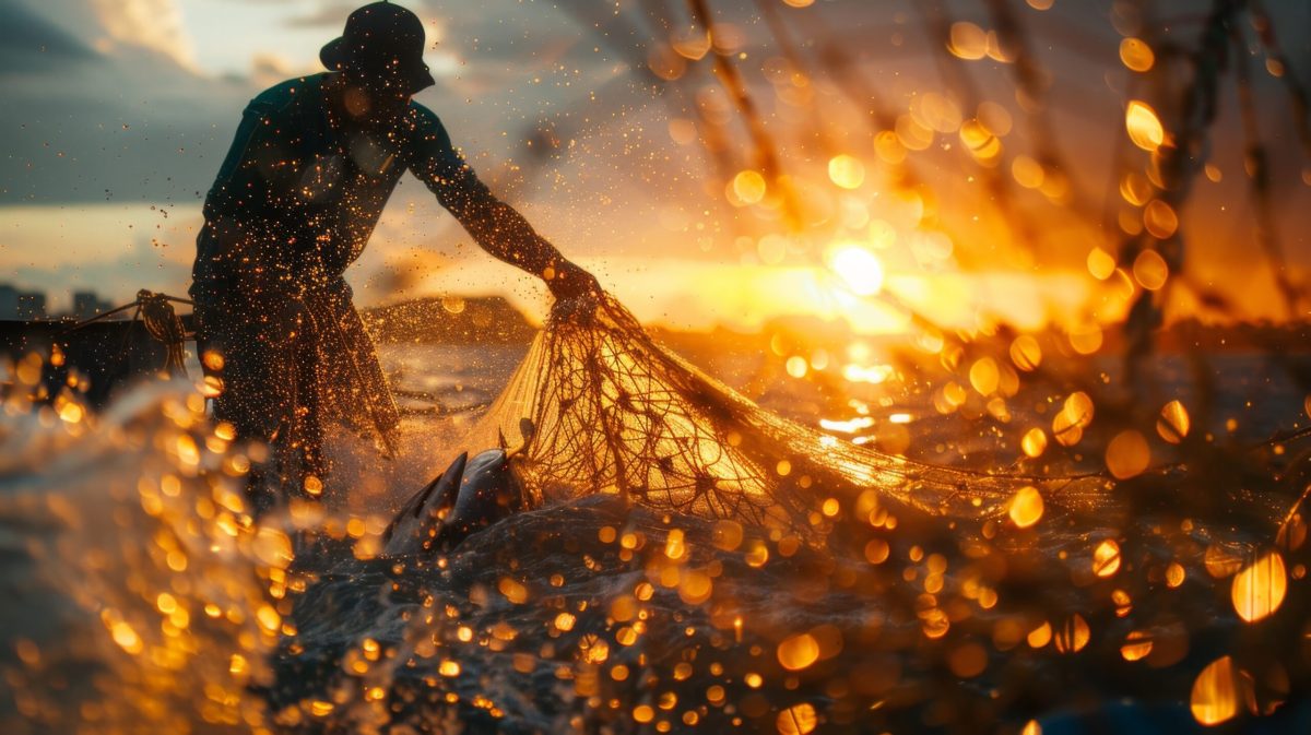 Vecteezy fisherman is pulling his net out of the water at sunset 48831112 scaled.jpeg